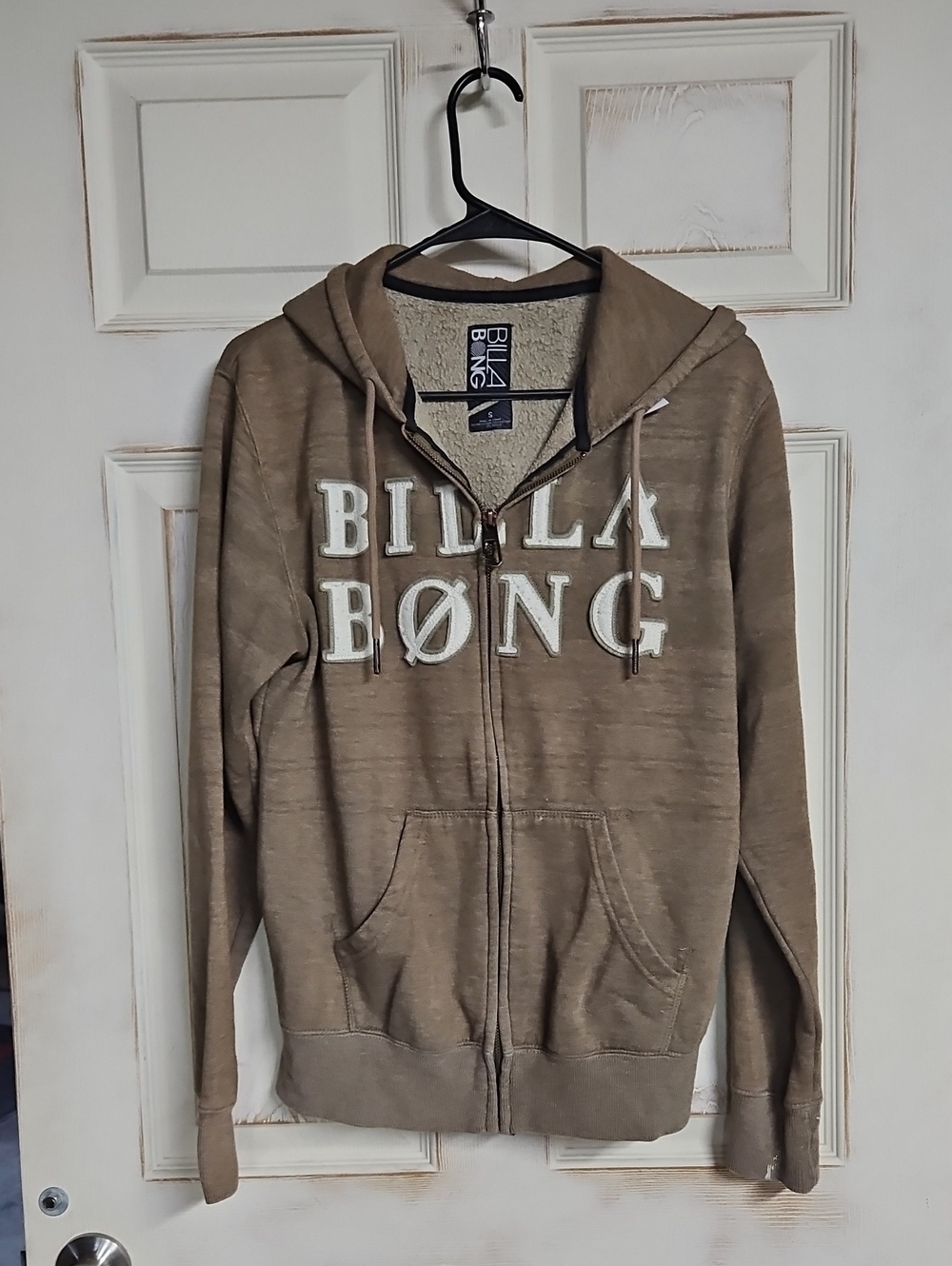 Billabong Men's Brown Zip-Up Hoodie with Sherpa Lined Hood